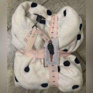 Victoria’s Secret Black/White Polka Dot Short Plush Robe Size M/L